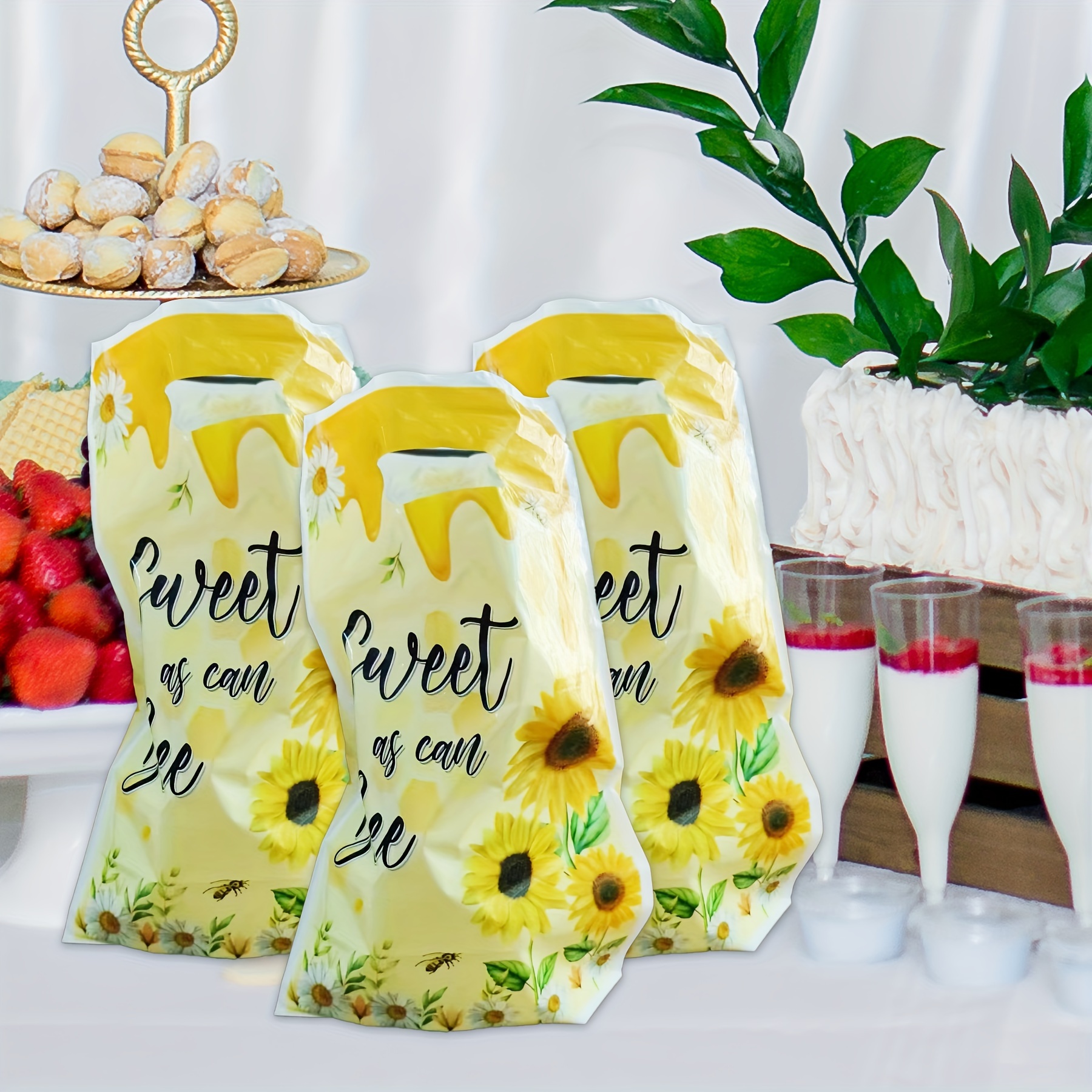 

Economy Pack 20pcs Yellow Sunflower Gift Bags, Party Gift Bags, Candy Cake Bags, Birthday Holiday Wedding Party Supplies, Suitable For Stores Shops