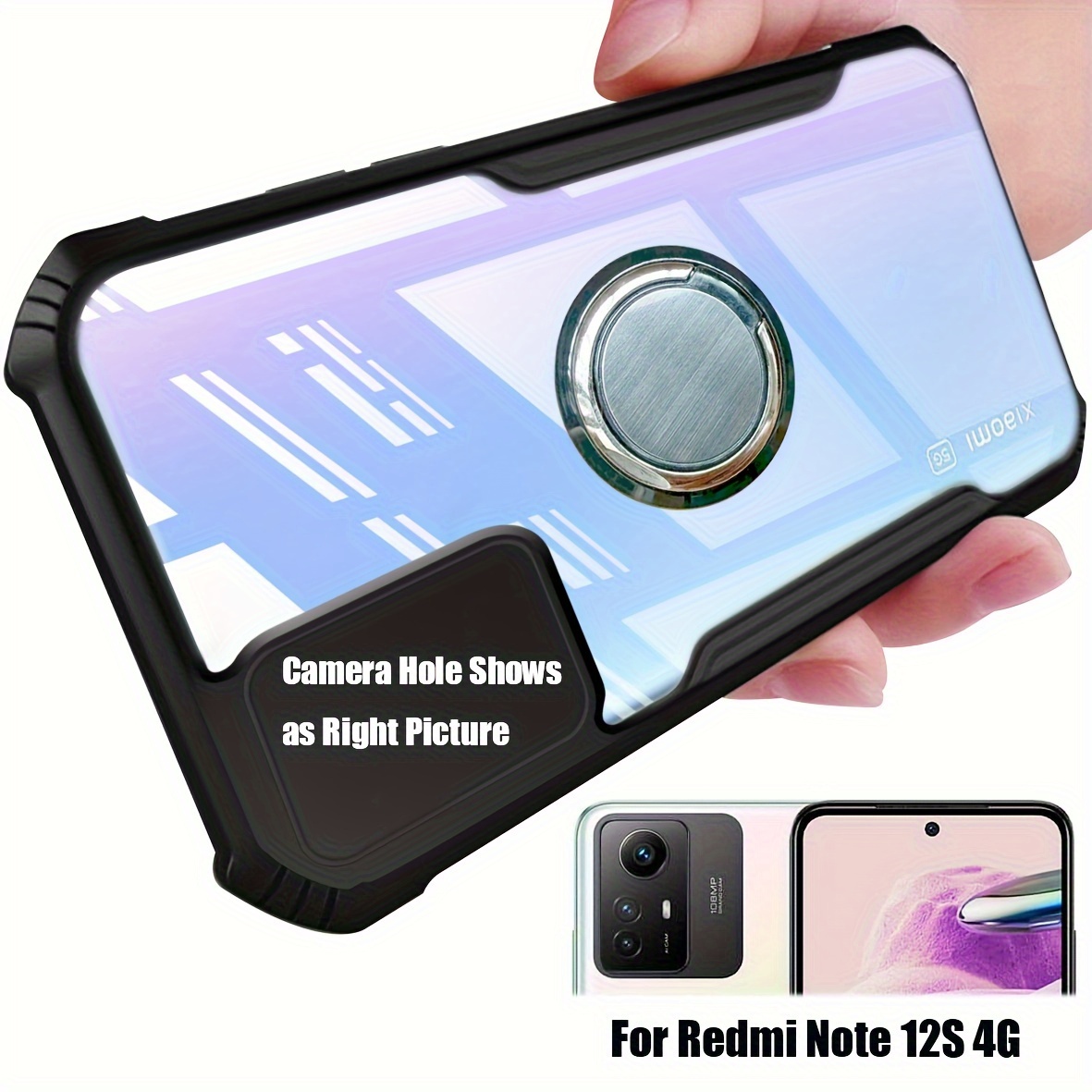 For Xiaomi Redmi 13C Note 12S 12 Pro Shockproof Ring Stand Case+