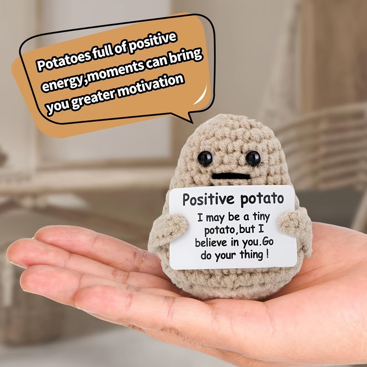 3 Pack Positve Potato Crochet, Funny Cute Small Gifts for Friends, Crochet  Potato with Positive Message Card for Encouragement