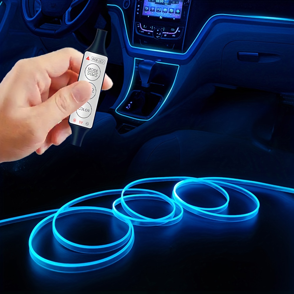 Kaltes Licht Auto Atmosphäre Licht LED Innenraum Atmosphäre Licht  Leuchtende Linie Türschlitz Licht-weiß-5m [mit Zigarettenanzünder] (ein  Set)