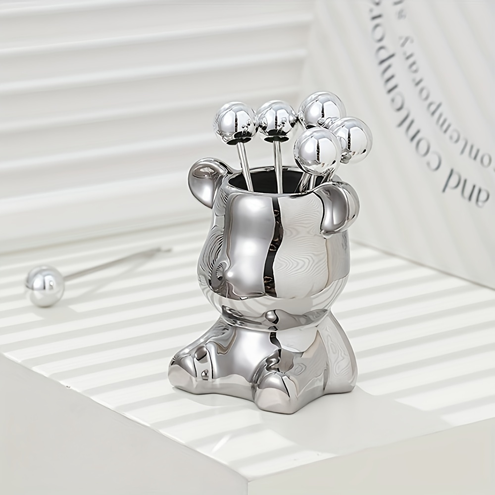 Bear Shaped Storage Jar & Fruit Fork Set