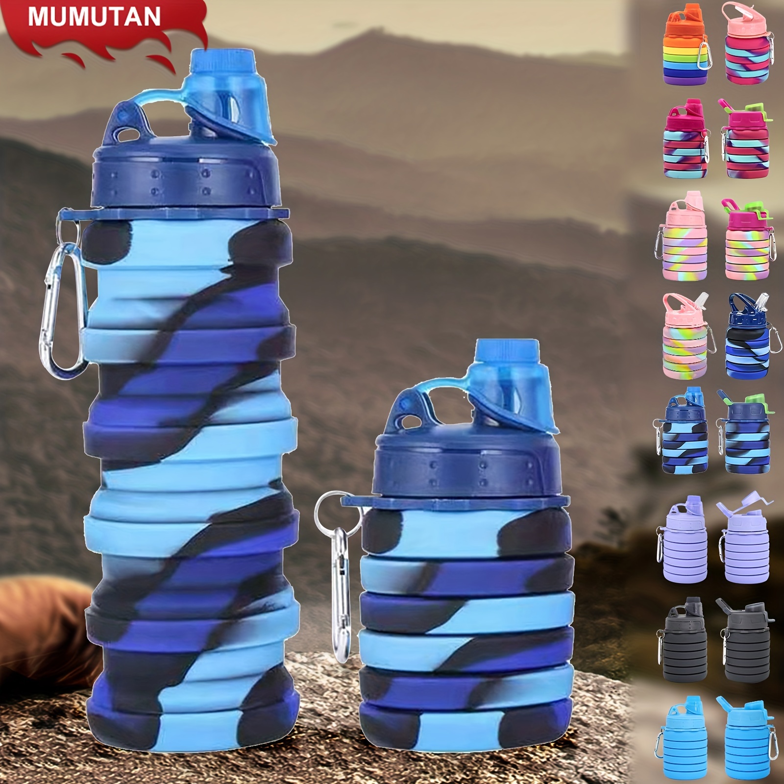 Mumutan Silicone Collapsible Water Bottles, Portable Foldable