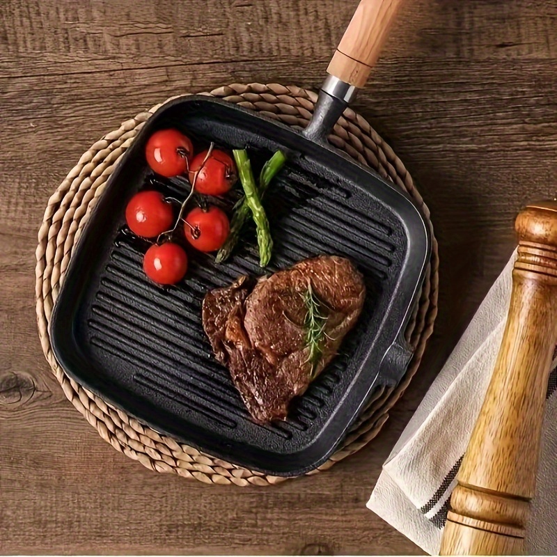 Steak Pan, Cast Iron Square Grill Pan, Skillet Pan With Handle