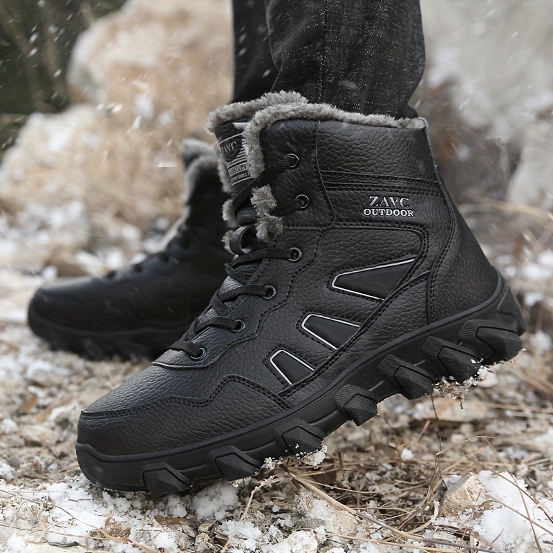 Mens Snow Boots Winter Thermal Shoes Windproof Hiking Boots With