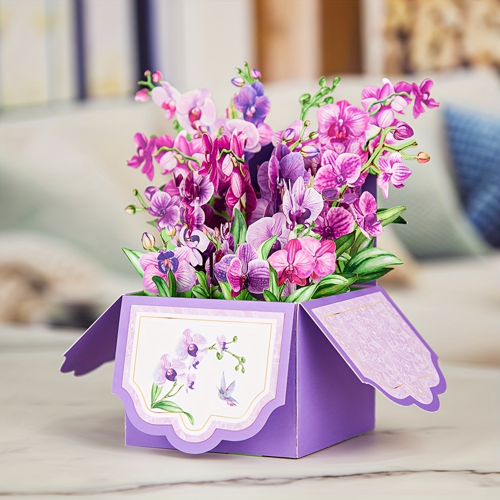 Carte unique fleur papillon violet 3D carte note vierge pour