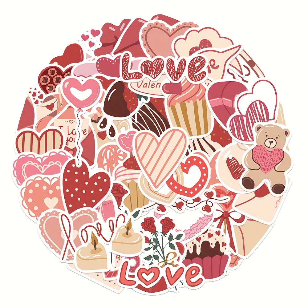 58 Small Fresh Simple Valentines Day Stickers Romantic - Temu Canada