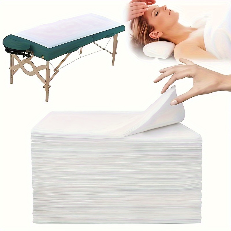 50 feuilles de matelas de massage spa jetables, draps de lit de massage de  salon, couverture de table de rouleau de papier d'appui-tête non tissé,  pour fournitures de tatouage - Temu France