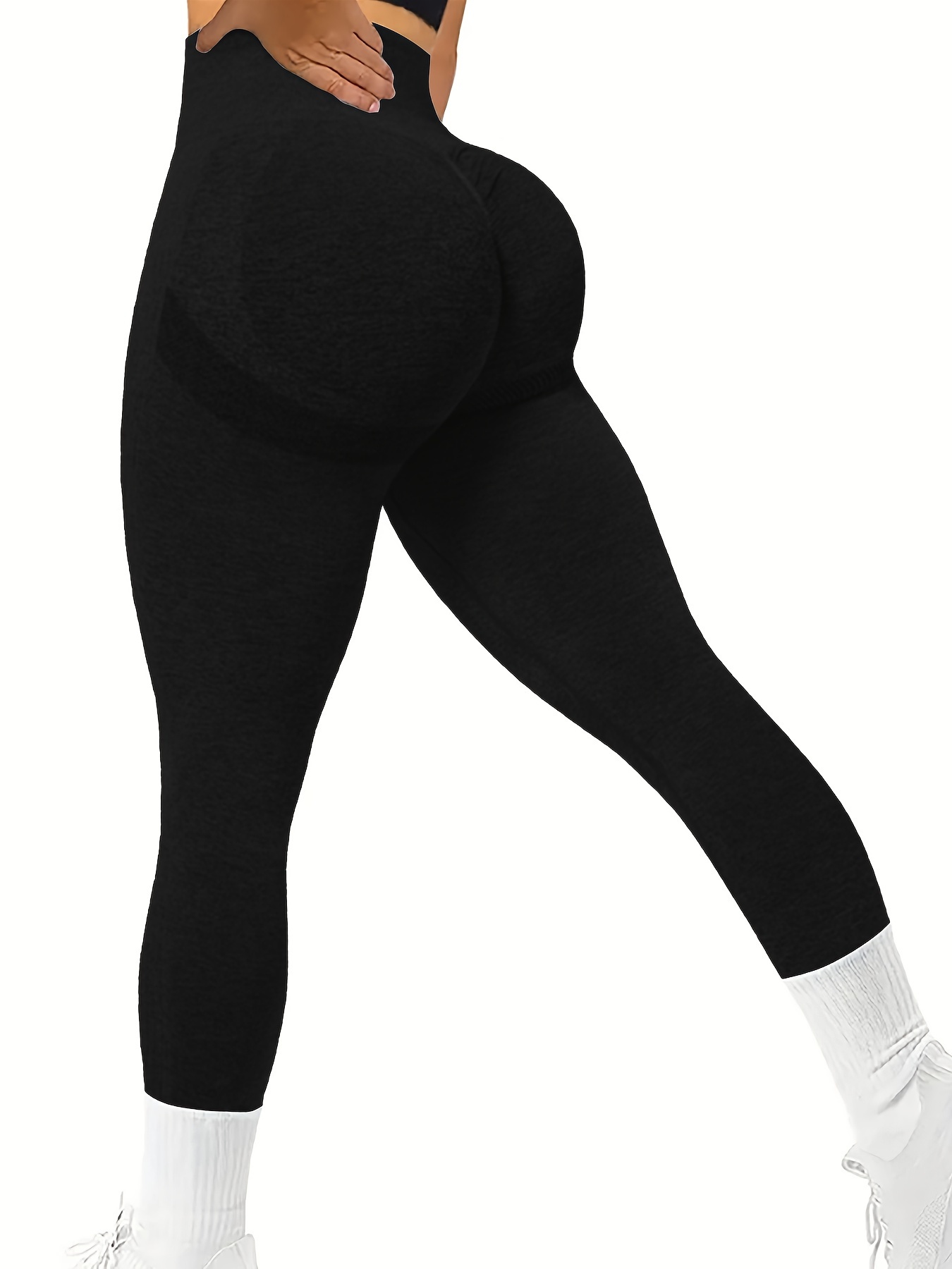 Yoga Basic Running Tights Seamless High Stretch Bubble Butt Push Up Tummy  Control Active Leggings