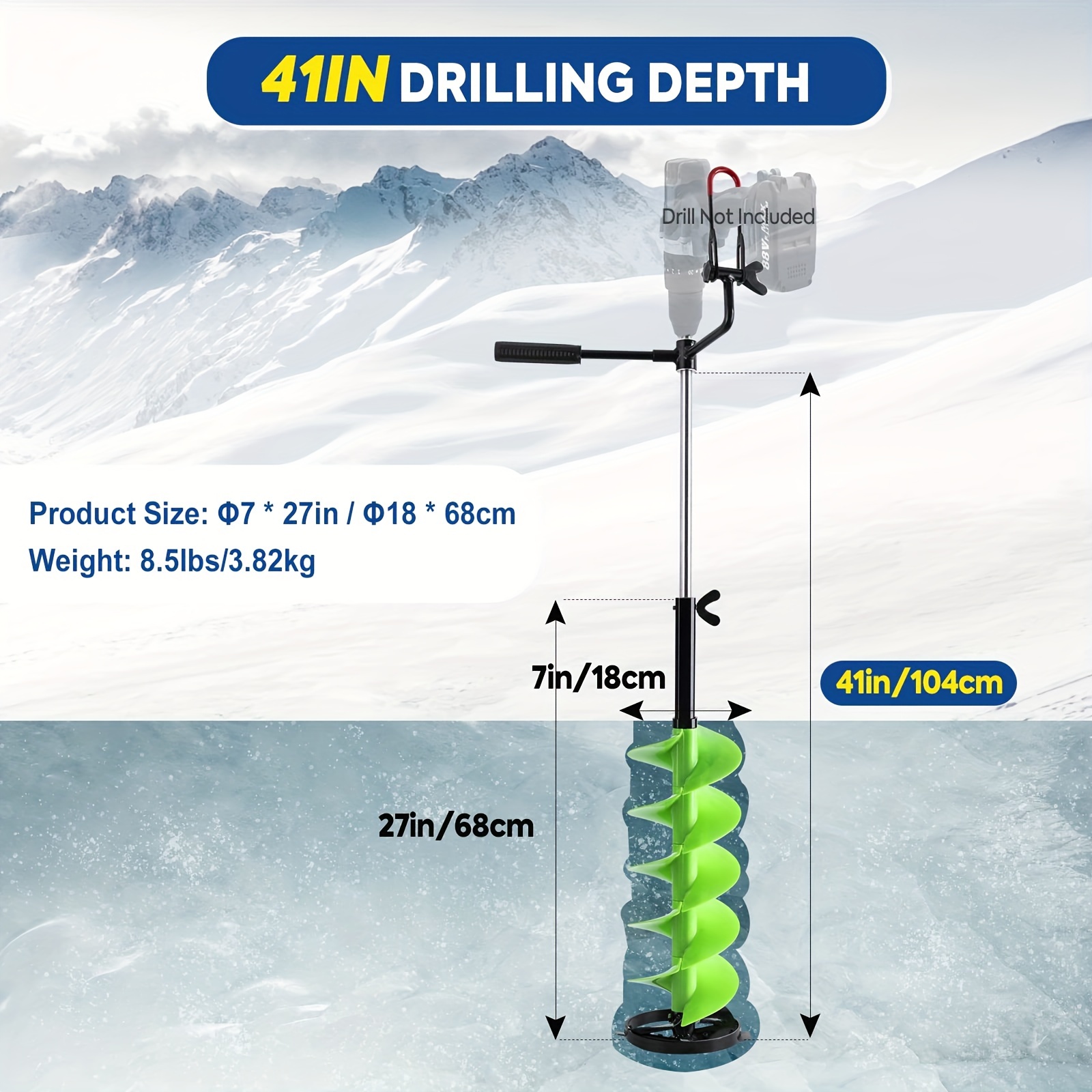 Ice Fishing Nail Auger Drill Hand Tool Screw Fixed Nail Ice Fishing Drill  Ice Fishing Drill