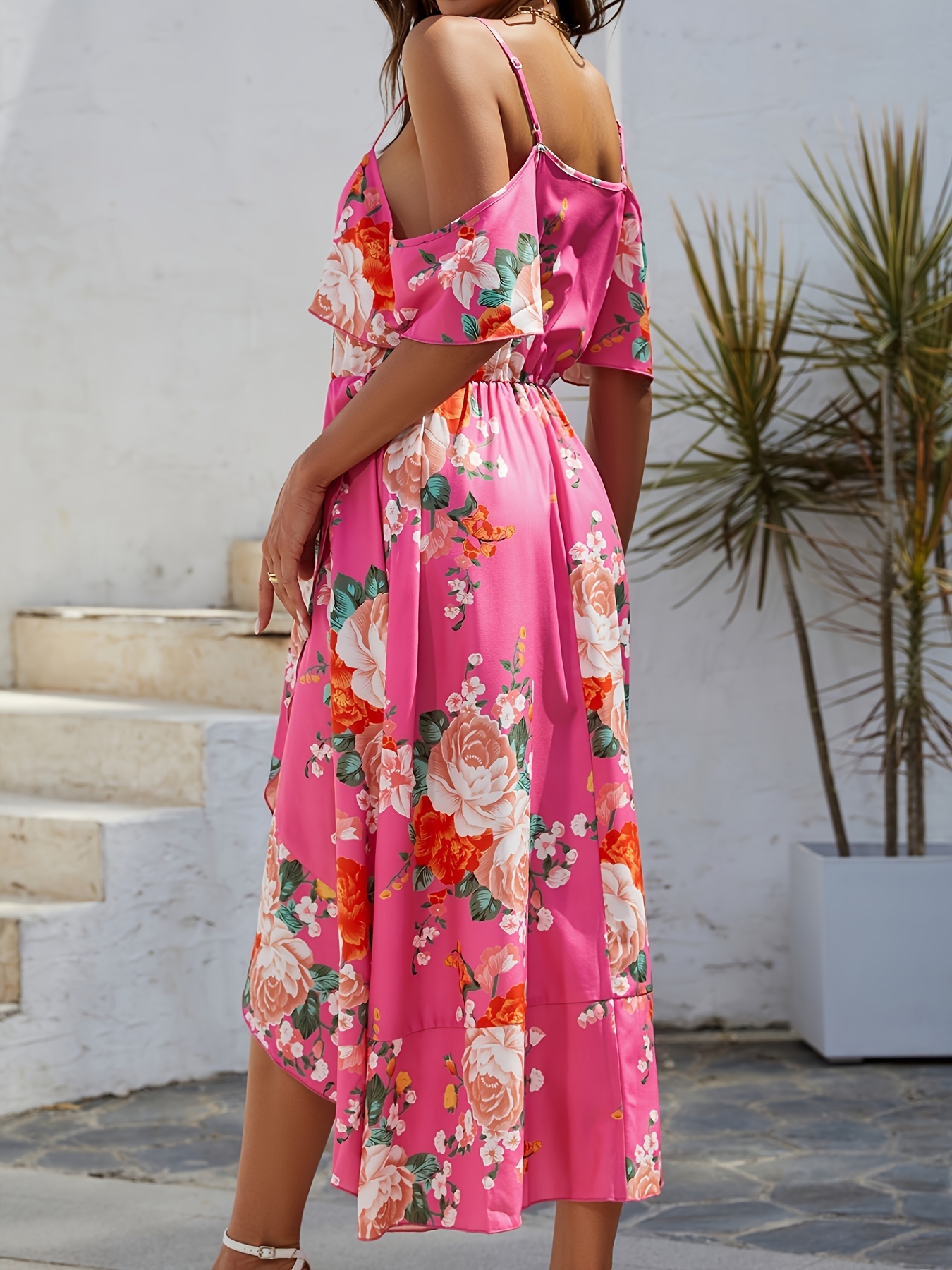 Vestido elegante com miçangas casual estampa floral - Temu Portugal