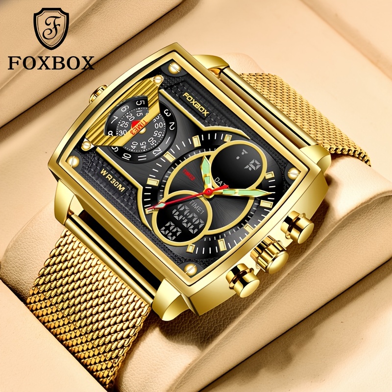 1pc トップブランドの高級メンズ腕時計 Foxbox ファッションスクエア
