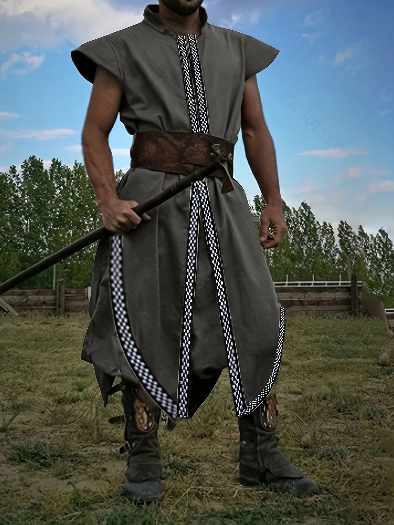 Medieval Men's Viking Shirt Pirate Shirt Lace-up V Neck Shirt LARP Tops  Costume