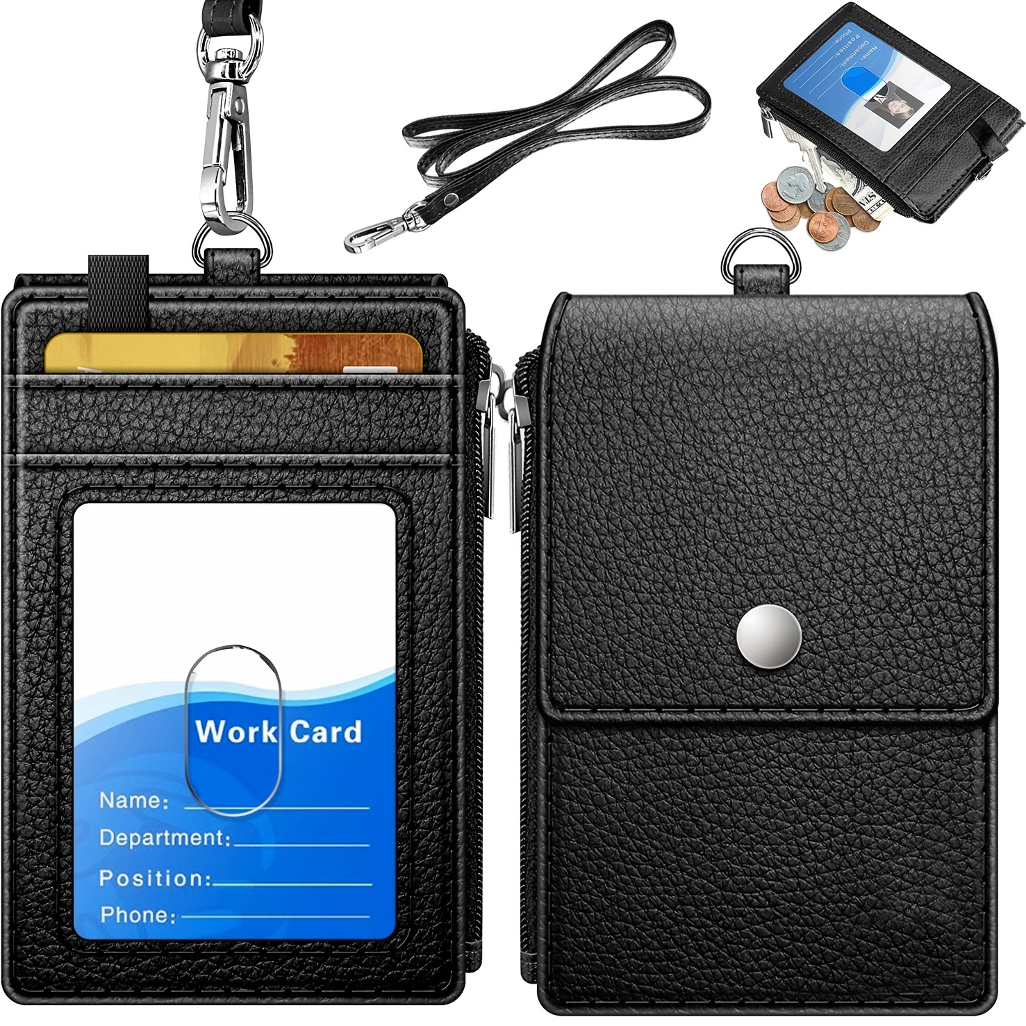 ELV PU Leather ID Batch with 5 Card Slots, 1 Side