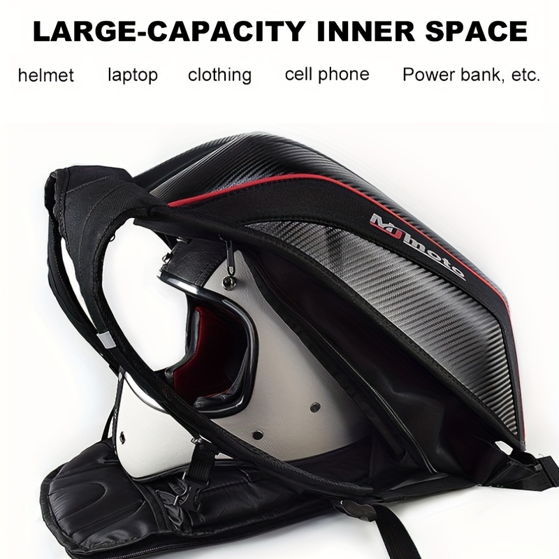 MOTOCENTRIC Motorcycle Backpack Carbon Fiber Motocross Helmet Bag  Waterproof Expandable Motorbike Luggage Moto Travel Backpack