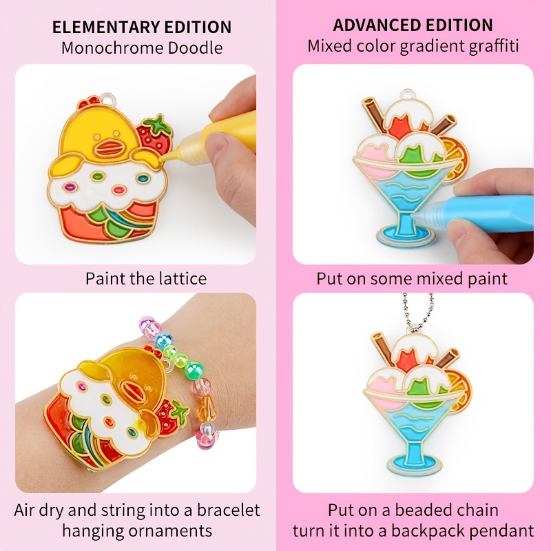 DIY Crystal Paint Arts and Crafts Set,2024 New Bake-Free Crystal Color Glue  Painting Pendant Toy Diamond Painting Keychains Kit, DIY Handmade