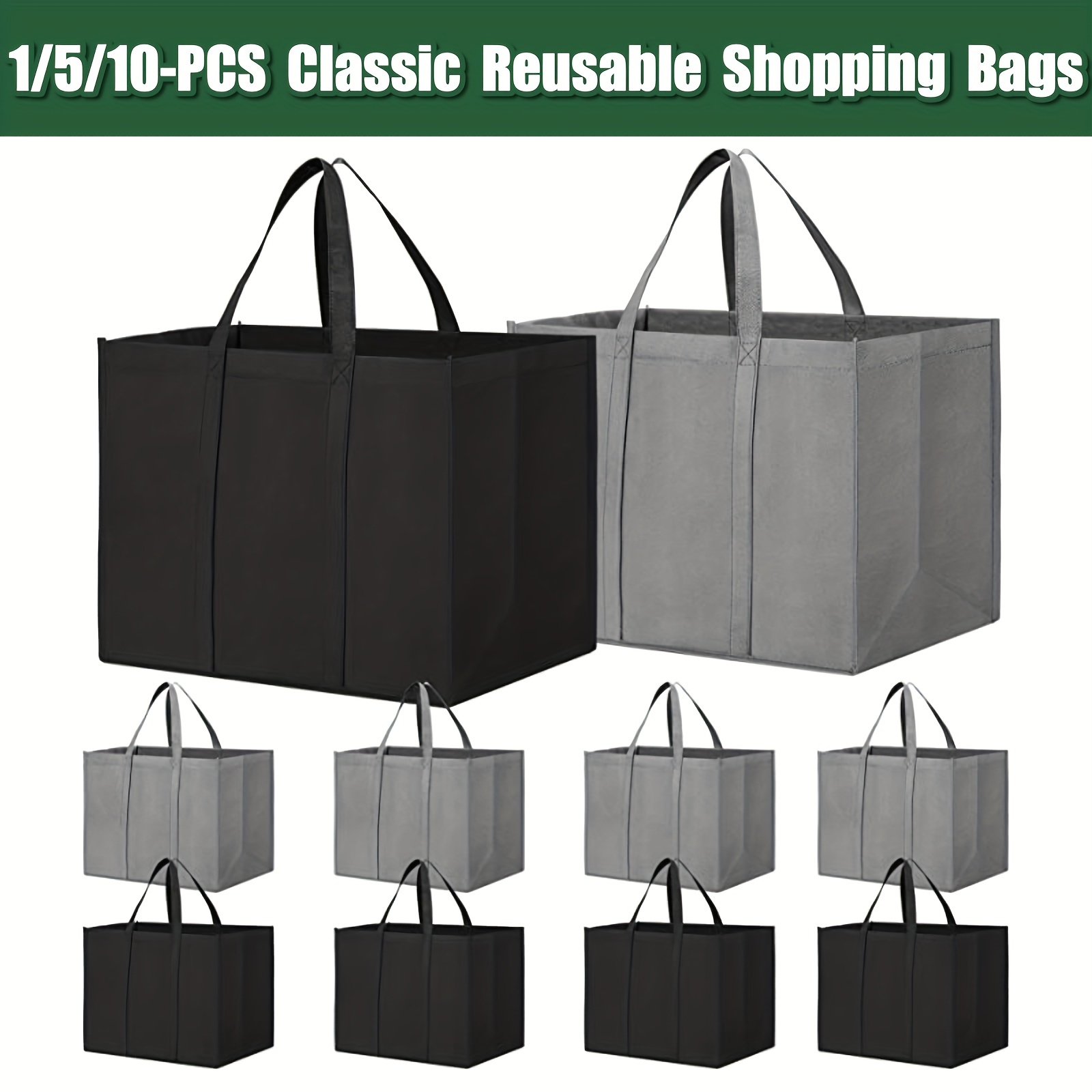 Reusable Grocery Bags with Handles Foldable Washable Shopping Bags 