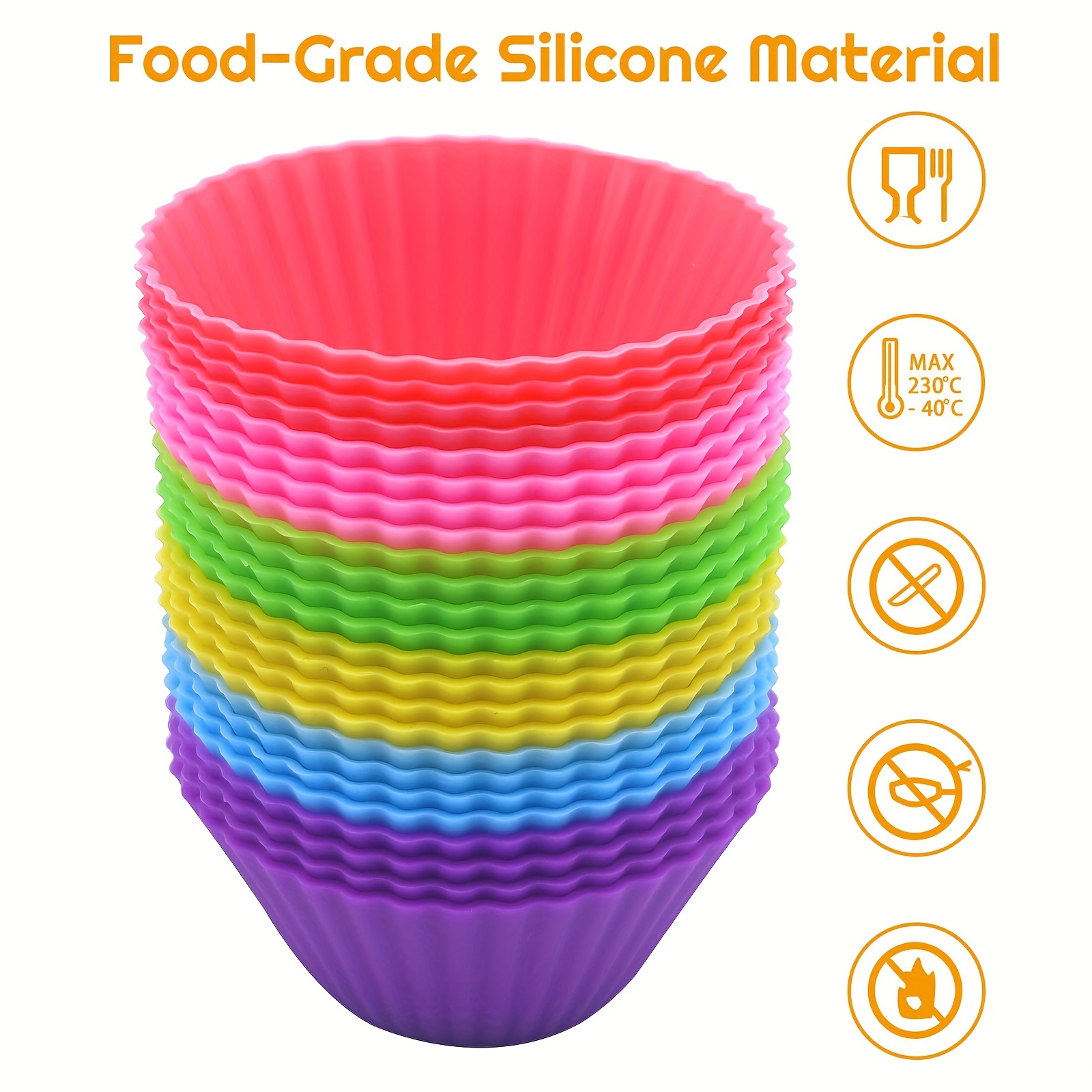 Silicone Cupcake Liners, 24pcs Silicone Baking Cups, Silicone Muffin Cups,  Reusable Silicone Cupcake Molds, for Baking Muffins, Cupcakes and Candies