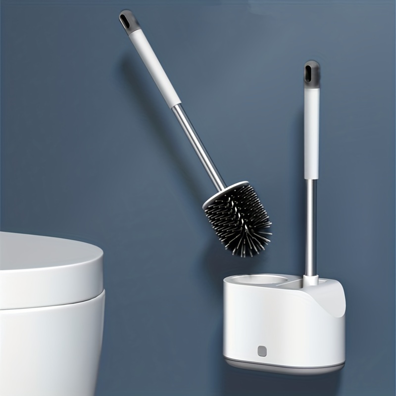  NAHDU - Escobilla de inodoro de diseño compacto con soporte  para limpieza de baño, cepillo de plástico con cabezal de cepillo : Hogar y  Cocina