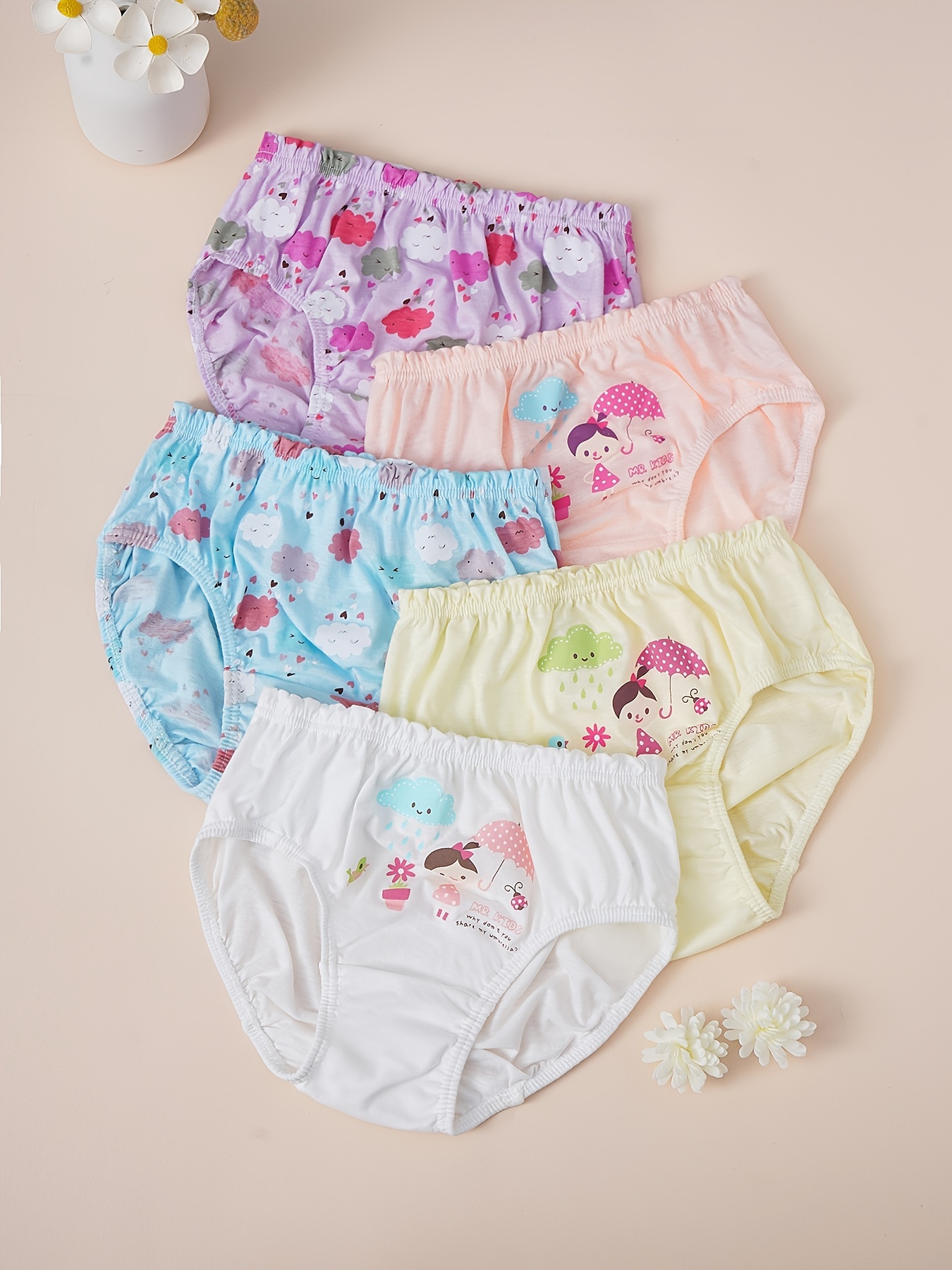  Little Girls Soft 100% Cotton Underwear Bring Cool  Breathable Comfort Experience Panty 4Year