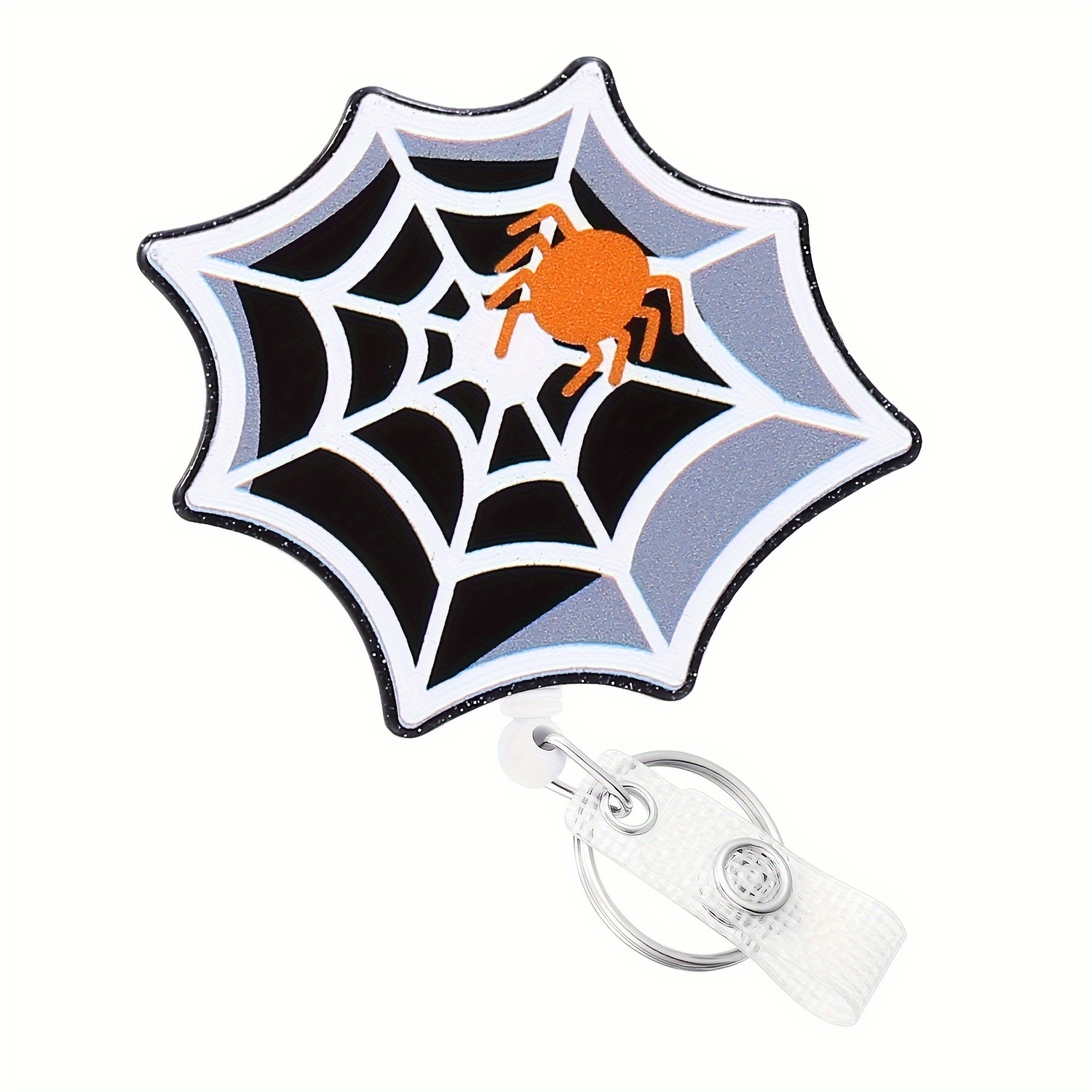 1PC Cartoon Halloween Spider Web Badge Reel Retractable, Nurse ID Name Card  With Alligator Swivel Clip, Cute Halloween Spider Web Badge Holder For Nur