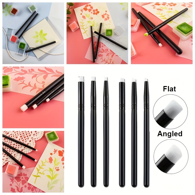 

3pcs/set Detailed Blending Brushes Mini Flat/angled Tip For Painting Drawing Card Making Crafts Arts Blender Tools