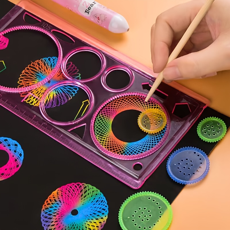 Spirografo disegno giocattoli Set di archiviazione ingranaggi ad incastro  ruote pittura disegno righello penne di carta
