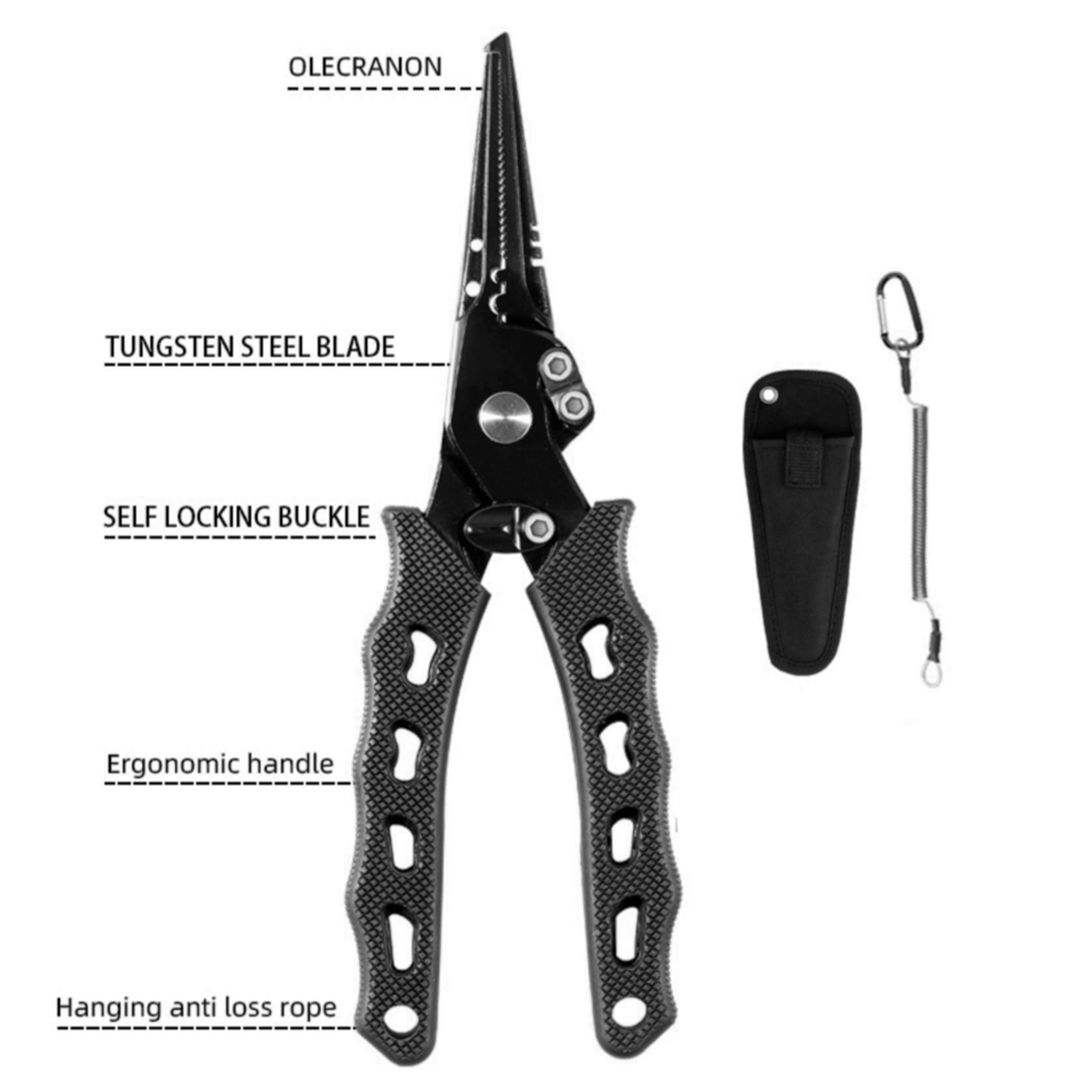  Fishing Pliers Fishing Tongs Fishing Pliers Stainless Steel  Fish Hook Remover Split Ring Pliers Fishing Braid Line Cutter Tools Fishing  Gear for Freshwater Saltwater Pliers Open Freely ( Color : Carbo 