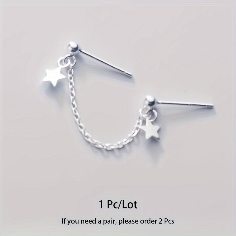 Double Stars Pendant Bajoran Earrings Stainless Steel Chain Dangle Stud