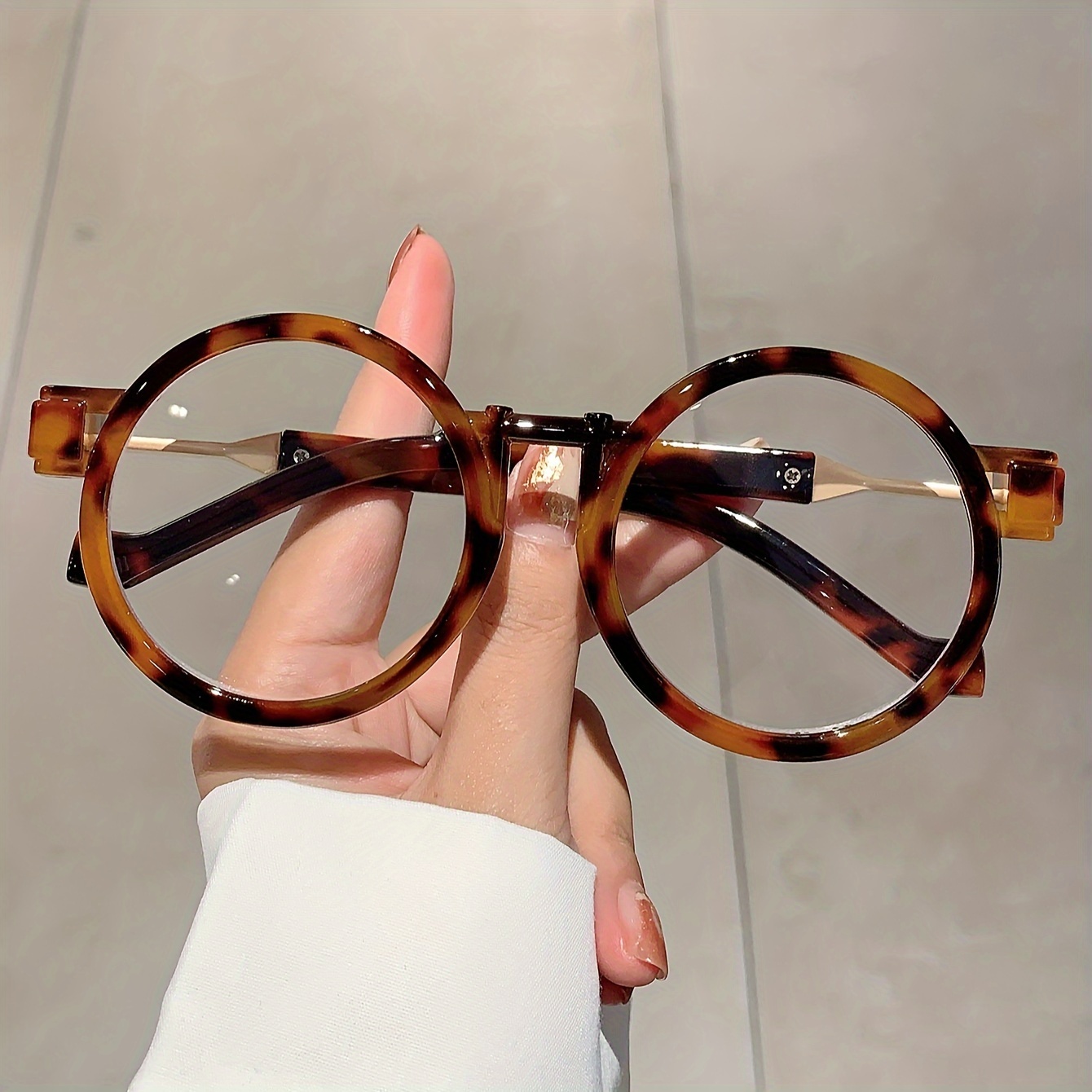 

Retro Round Frame Clear Lens Glasses Leopard Fashion Computer Glasses Spectacles For Women