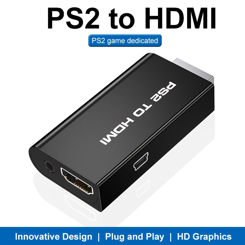 PS2 to HDMI Converter Video AV Adapter 3.5mm Audio Output for HDTV  Monitor(Include the HDMI Cable) 