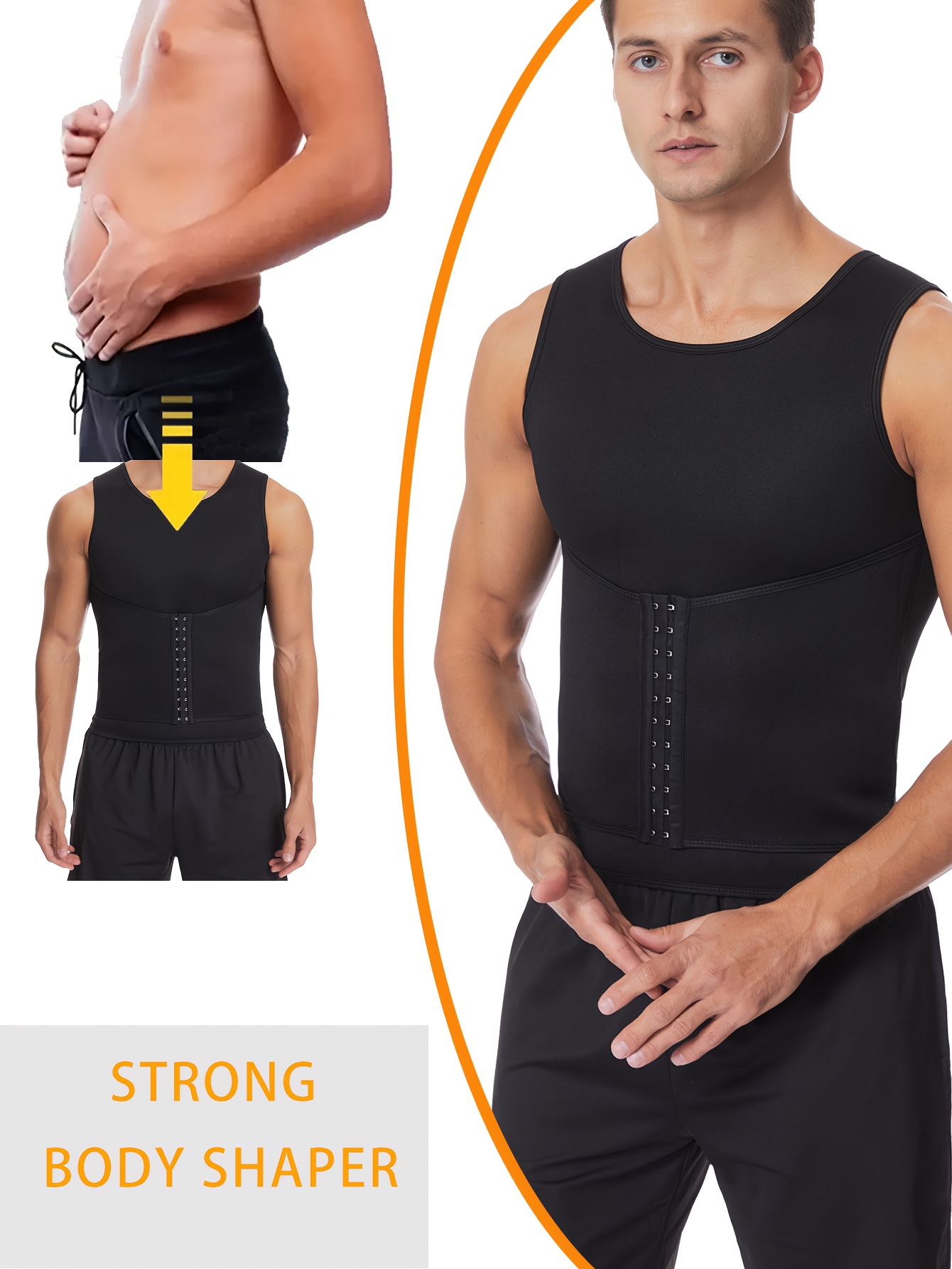 Tight Waist Trainer Vest For Men, Workout Compression Shirt Underwear -  Body Slimming Shapewear Tops Undershirts