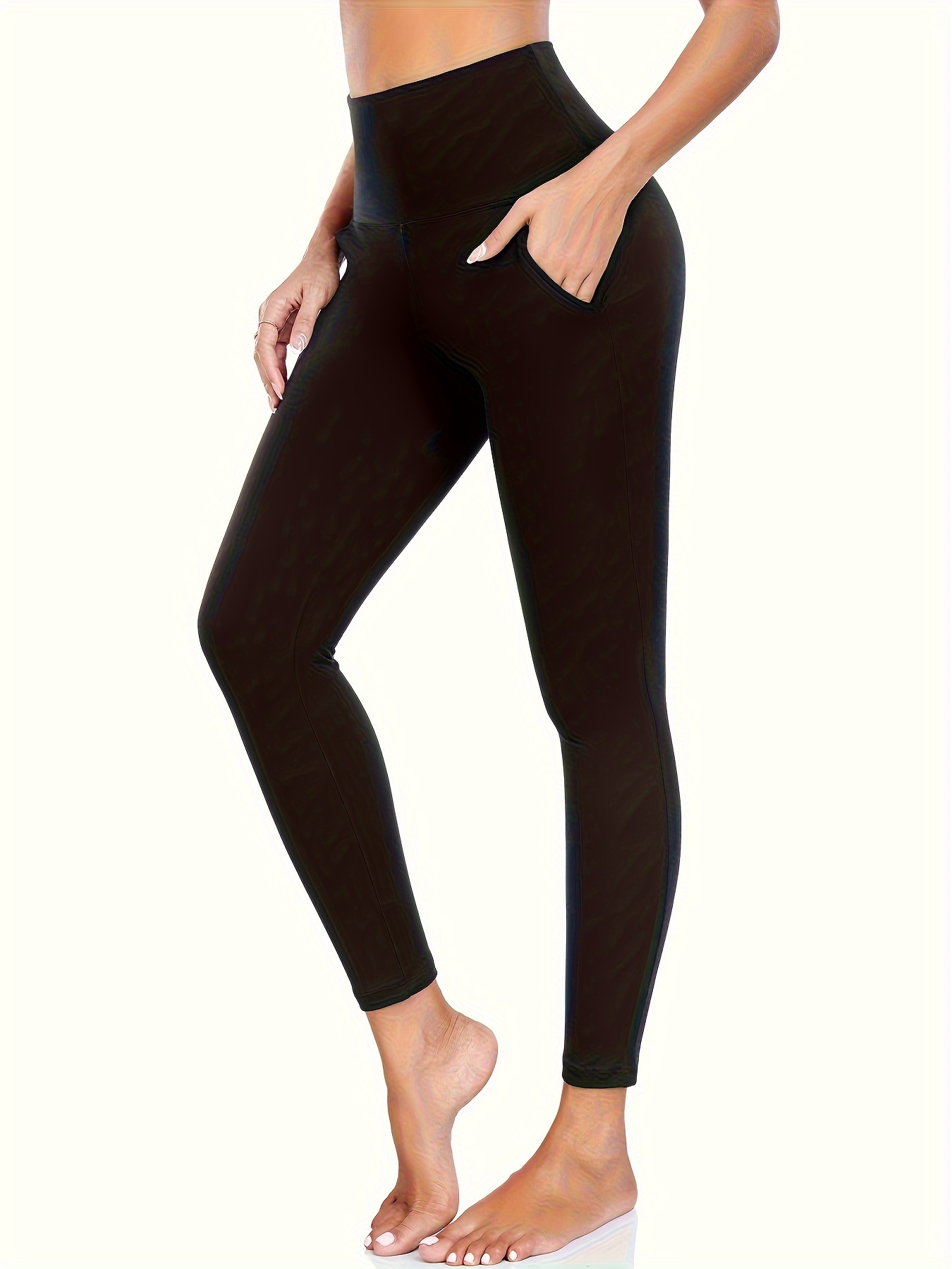 Stretchy Solid Color High Waist Winter Leggings Butt Lifting