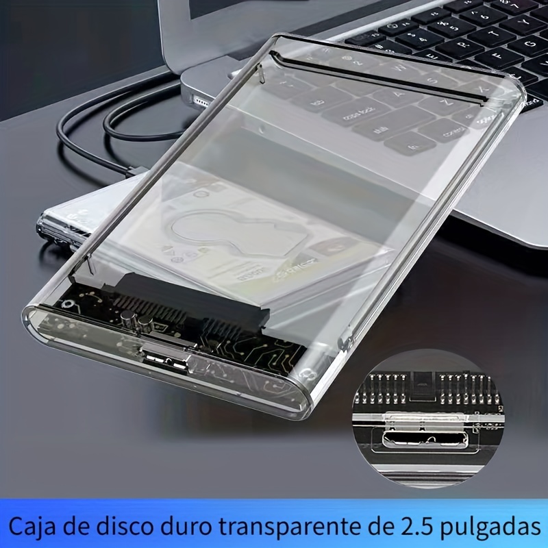 ORICO Caja de disco duro externo de 2.5 pulgadas USB 3.0 a SATA III Caja de  disco duro transparente sin herramientas para 2.5 pulgadas 0.276 in 0.374