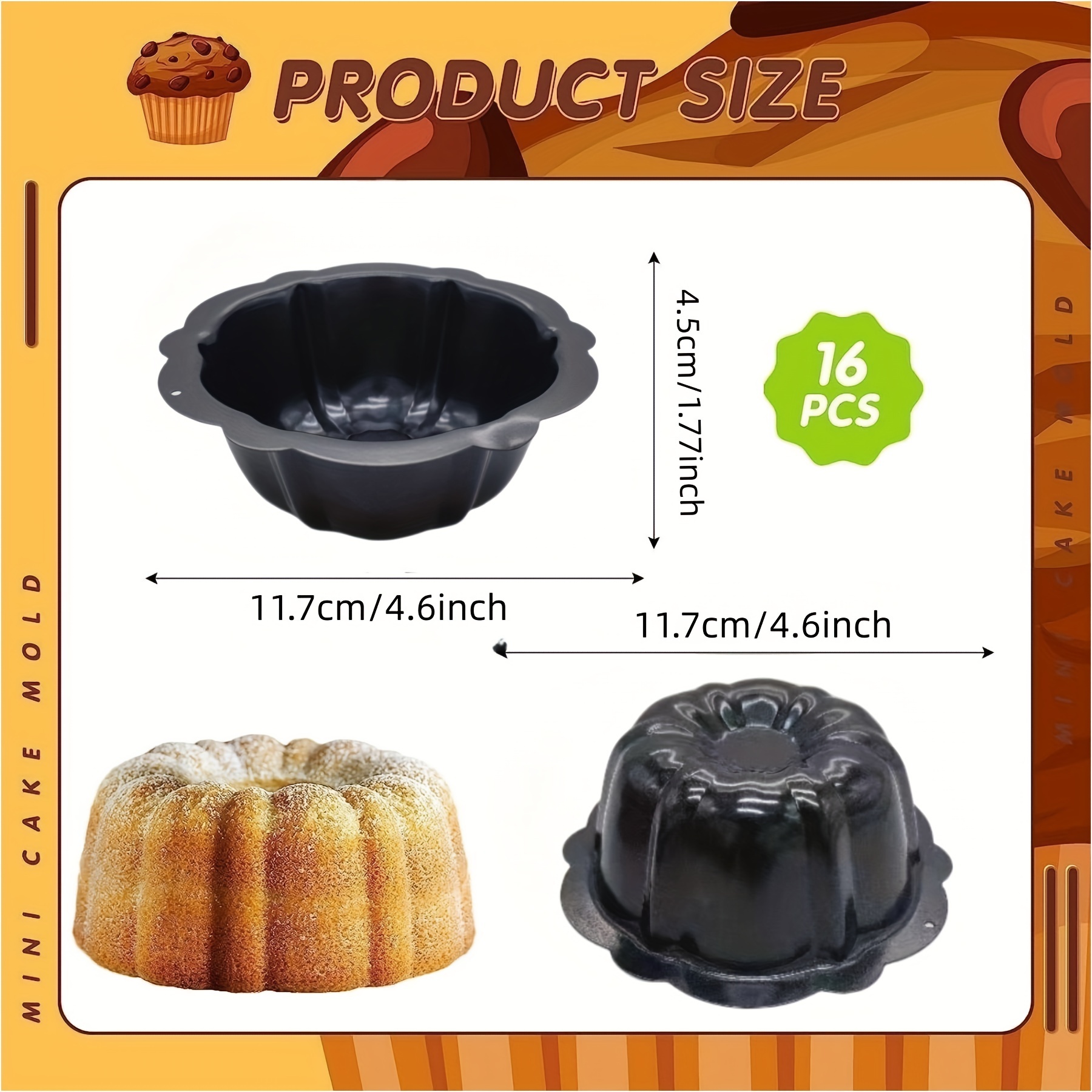 Mini Flower Cake Pan Black Nonstick Cake Mold Mini Chocoflan - Temu