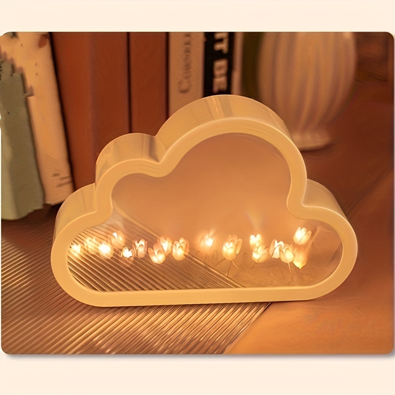 Tulip Cloud Mirror Night Light Creative Diy Handmade - Temu