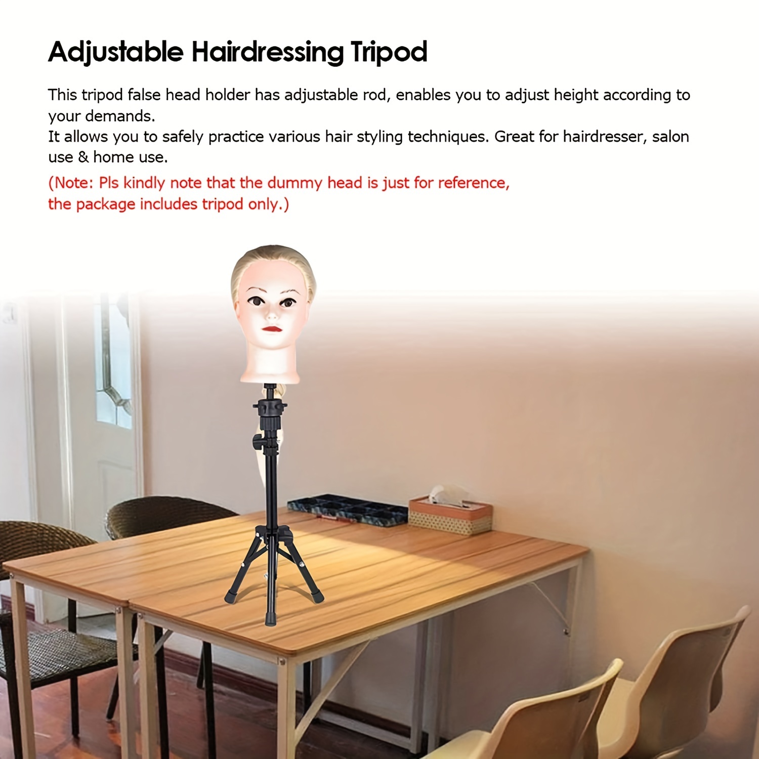 Folding Wig Stand Adjustable Tripod Stand Hairdressing Training Mannequin  Head Holder Clamp Hair Styling Practice