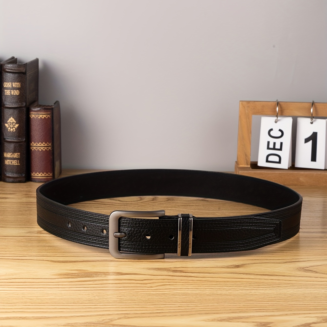 Men's Casual PU Leather Belt Square Pin Buckle