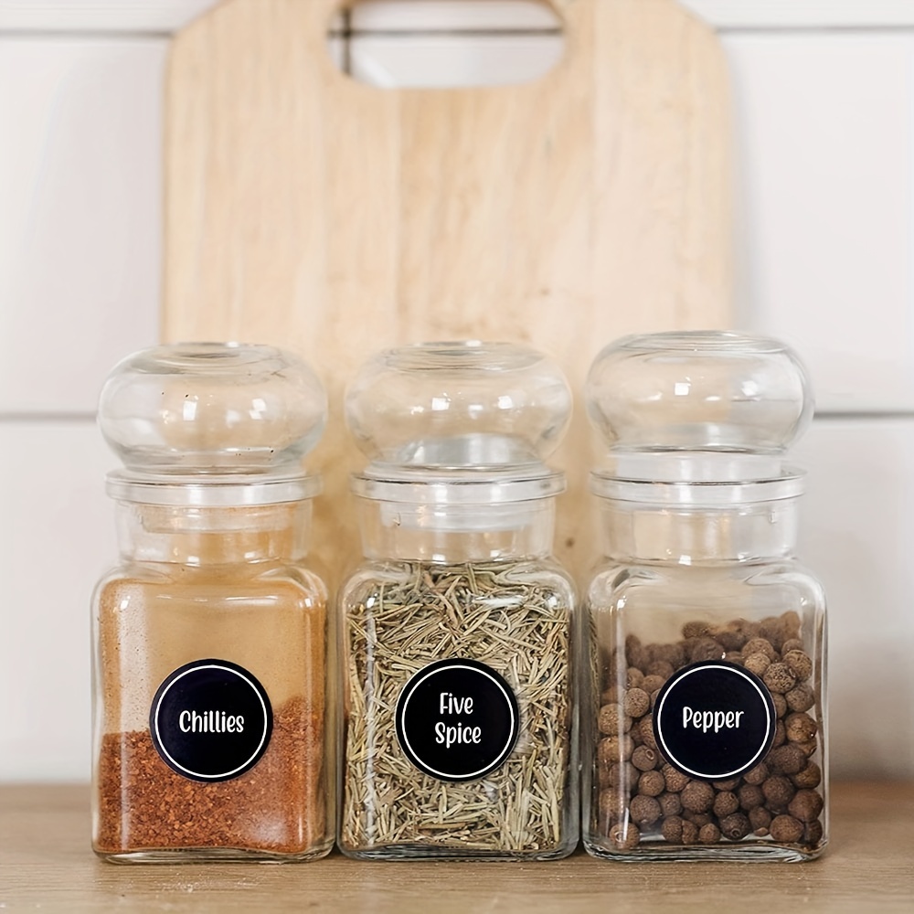 144 Round 1.5 Spice Jar Labels Preprinted, Chalkboard Seasoning