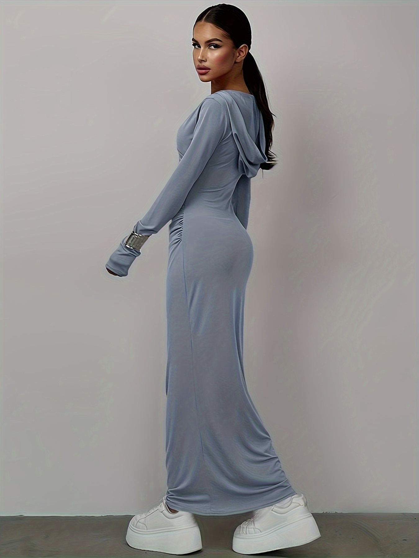 womens elegant hooded bodycon dress long sleeve formal - Temu Norway
