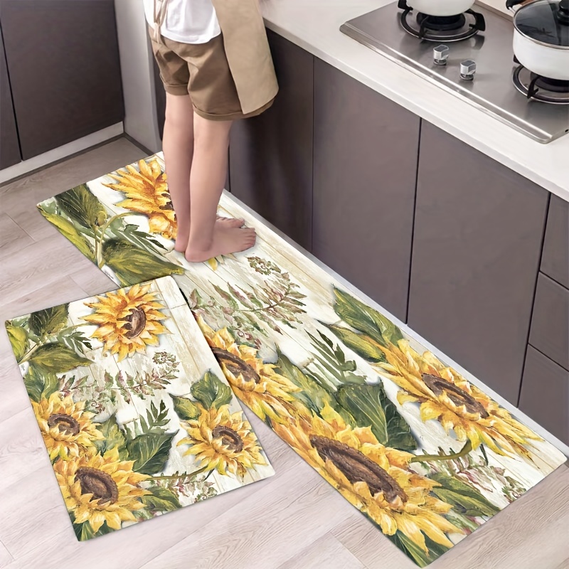 Sunflower Print Kitchen Floor Rug Dirt Resistant Floor Rug - Temu