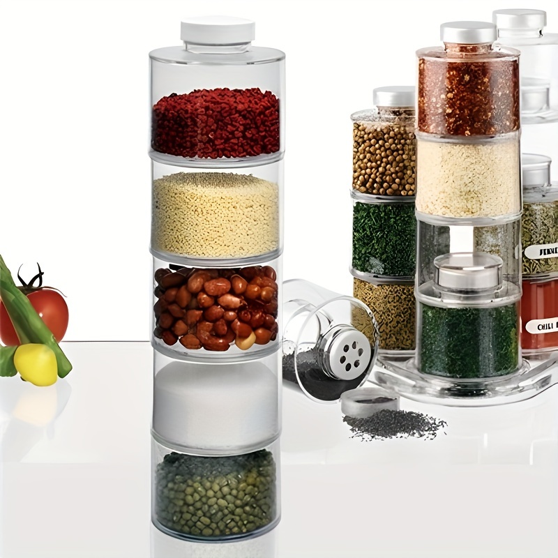 Stackable Spice Storage Containers, Refillable Spice Jars Tower