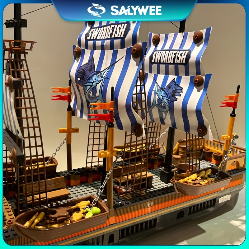 Salywee Pirate Ship Building Blocks Diy Models Royal Castle Interactive  Toys Large Fishing Boat Puzzle Assembly Building Block Tabletop Game Toys  Christmas New Year Gifts, Check Out Today's Deals Now