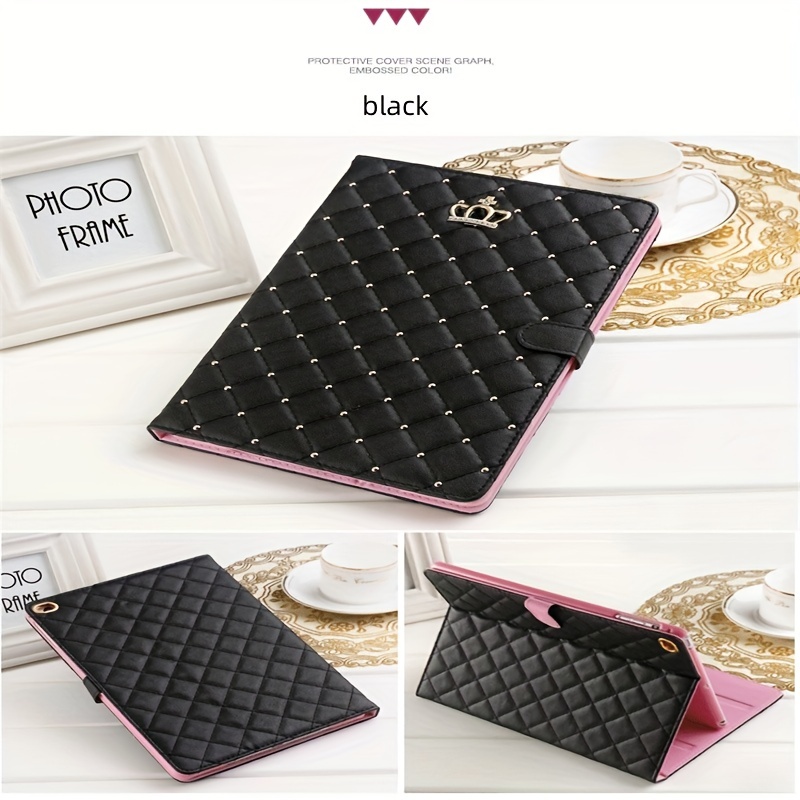 iPad 10.2 2021/2020/2019 9th/8th/7th Case, Crown Design Diamond Cute Elegant PU Leather Smart Auto Sleep/Wake Kickstand Shockproof Case for Apple iPad