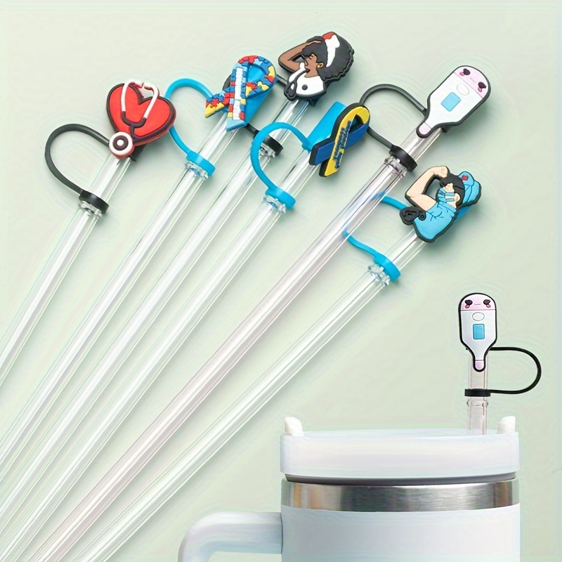 Reusable Silicone Straw Toppers Cute Cartoon Nursing Series - Temu