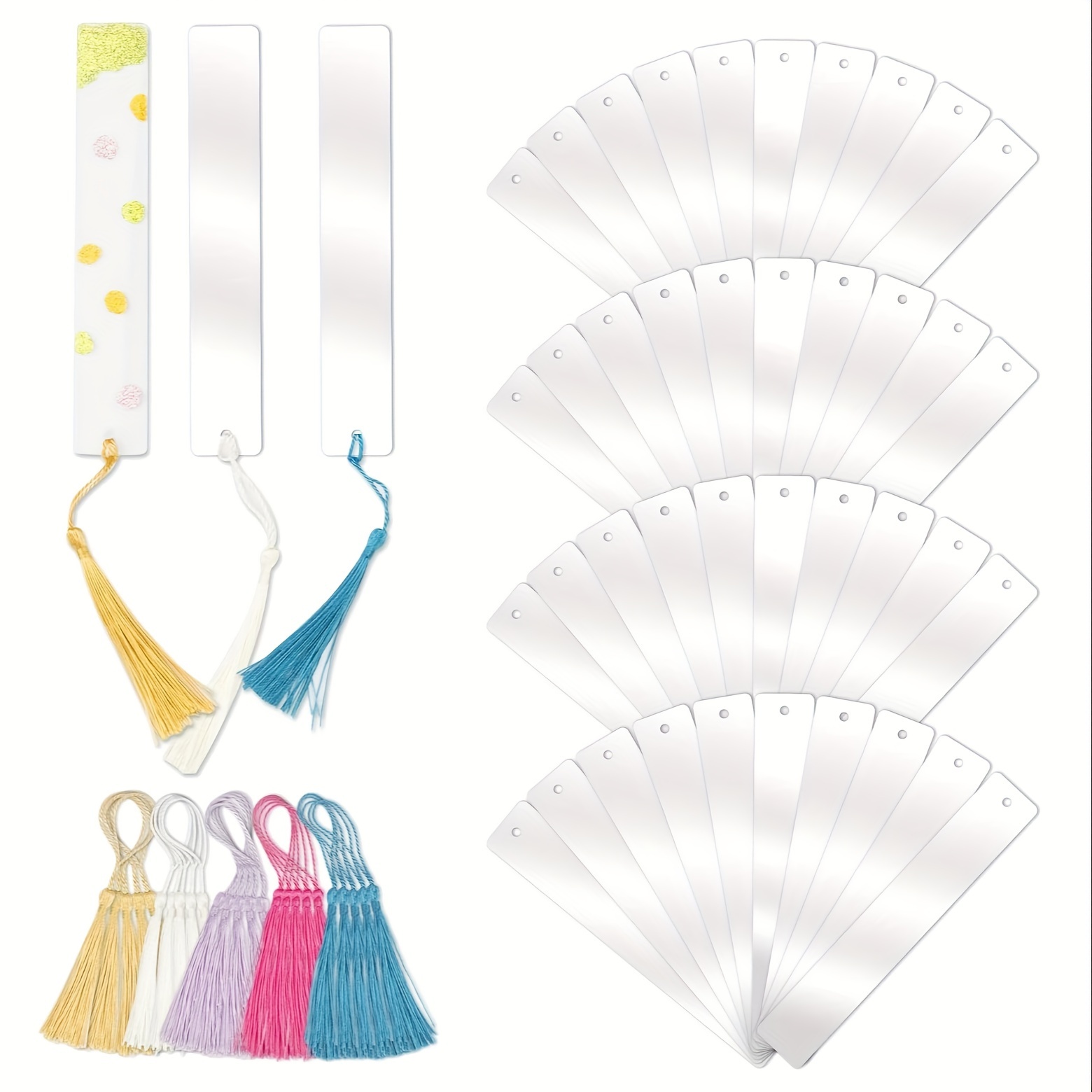 1 Set of Clear Acrylic Bookmarks Blank Acrylic Book Markers with Hanging  Tassels Book Supply 