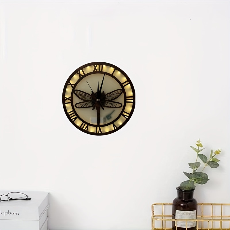 Reloj Creativo Madera Tallado Craft Nursery Night Light Home - Temu