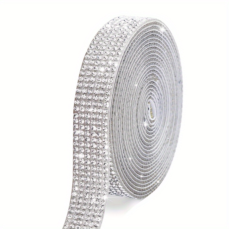 Self Adhesive Rhinestone Strips Diamond Bling Crystal Ribbon Sticker Wrap  for Craft Jewel Tape Roll with 2 mm Rhinestones for DIY Car Phone Christmas  Decoration (Silver 1.06 Inch x 3 Yards) Silver