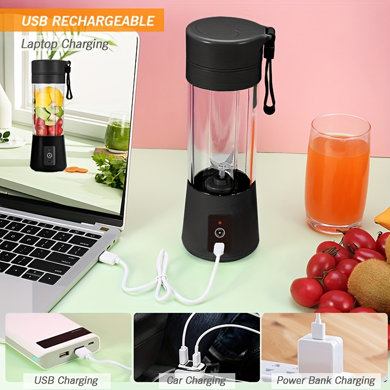 Personal Size Blender Rechargeable and 4 Blades, Fruit Vegetable Juicer  Mini Mix Jet Cup Portable Blender for Travel Kitchen Sports 
