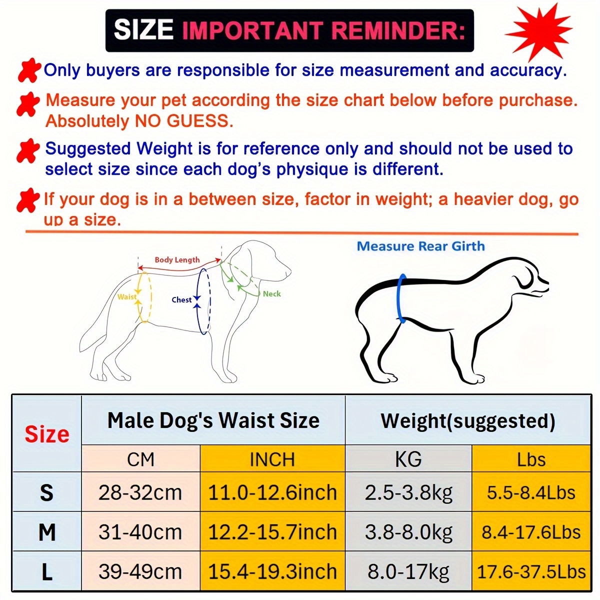 Pañales lavables para perros – Envoltura lavable para el vientre de perro  macho – Paquete de 2 JM
