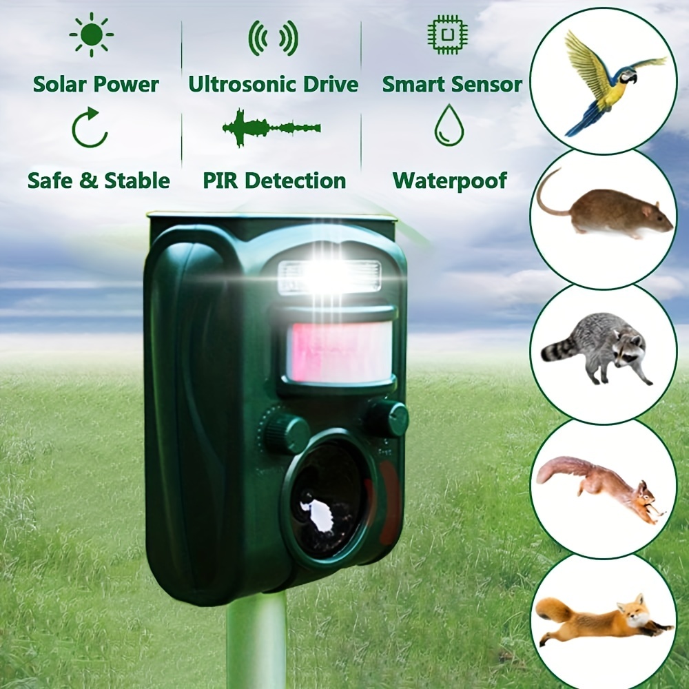 1pc, Solar Tierabwehr Im Freien Ultraschall-Tiervertreiber Wasserdicht  Solar Tierabschreckung Mit Bewegungssensor, LED-Blinklichtern